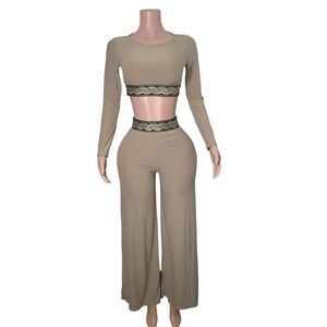 Women's Tan Two-Piece Jumpsuit
